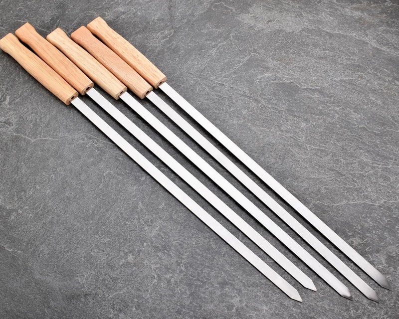 HONSHEN 17-Inch 24 Pack Long Flat BBQ Skewers, 3/8 Inch Stainless Steel Wide Blade with hardwood Handle barbecue skewers for Grilling Meat,Chicken,Shrimp,Vegetables (17Inch Flat BBQ Skewers 24p) - Image 2